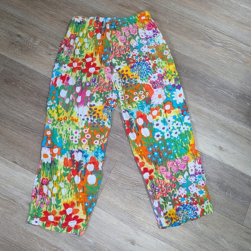 Vintage Jams World Hawaii Pants Bottoms Spring Flowers Floral Colorful Rainbow - Picture 3 of 3